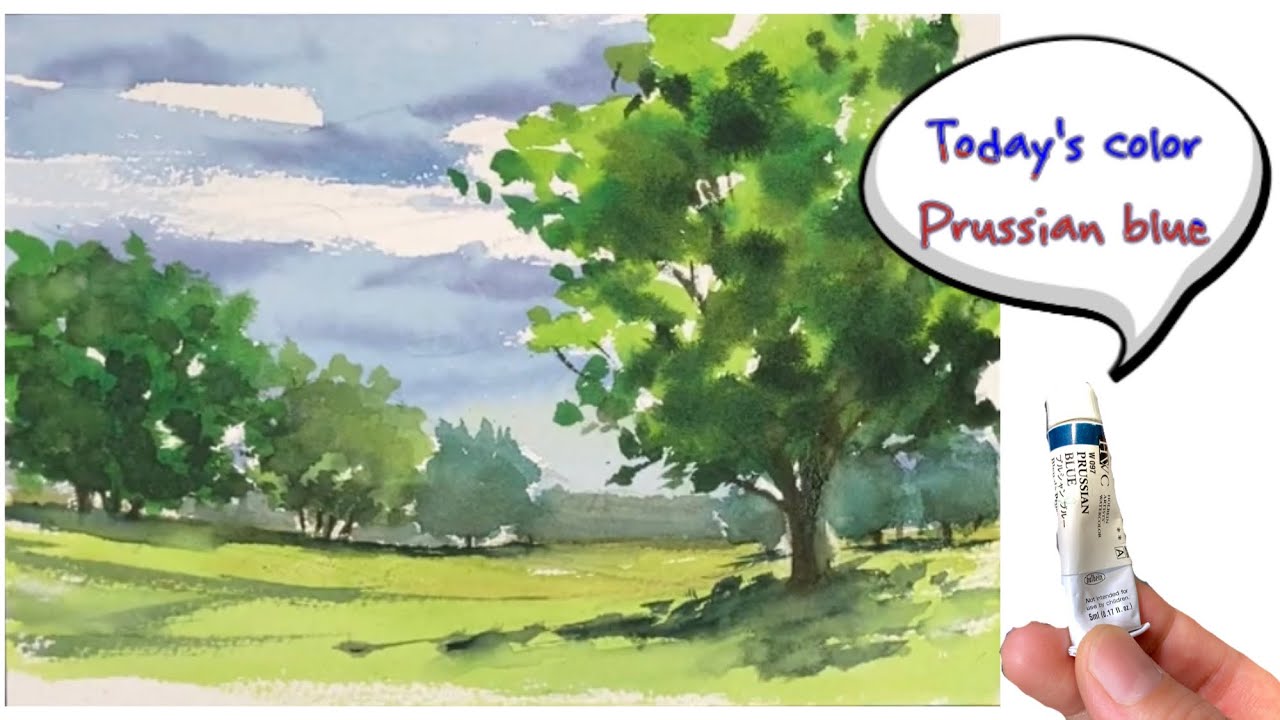 Watercolor painting for beginners 76] Draw a fresh green landscape