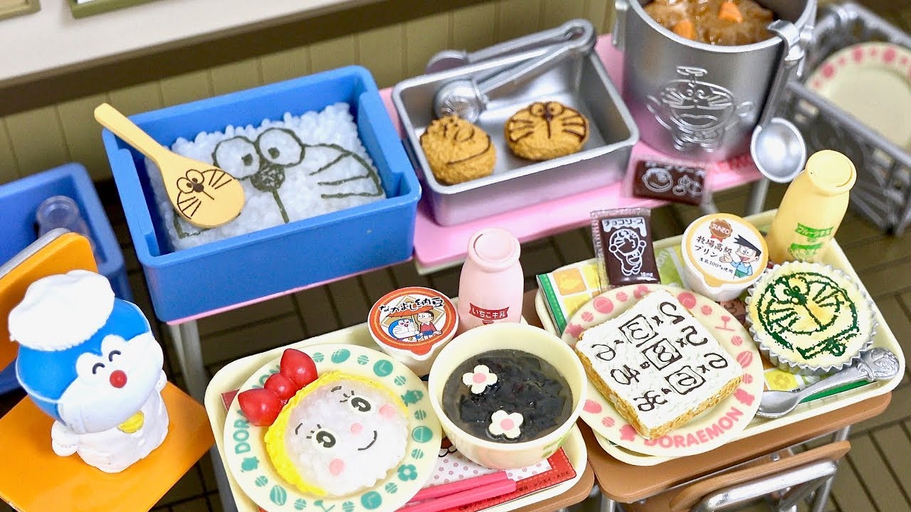 Doraemon Happy School Lunch Re-Ment - YouTube