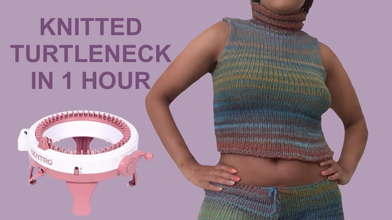 Super easy knitted turtleneck tutorial for Sentro knitting machine