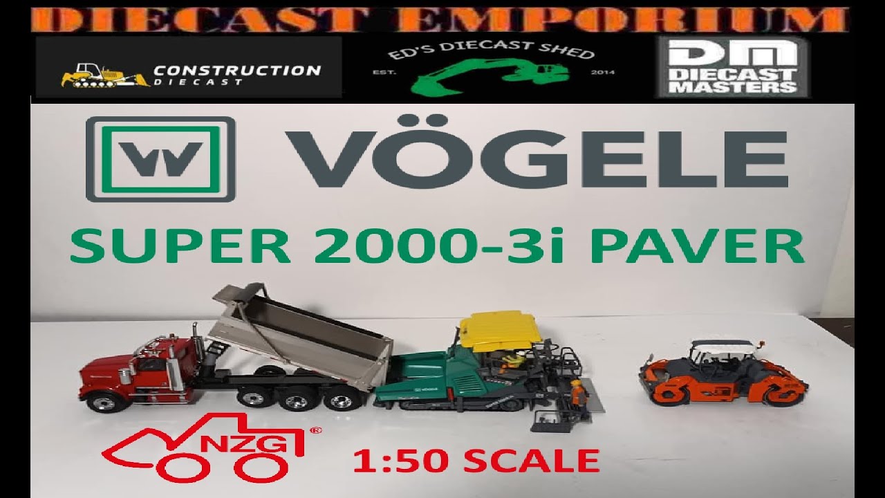 1:50 Scale NZG Vogele Super 2000-3i Tracked Asphalt Paver - YouTube