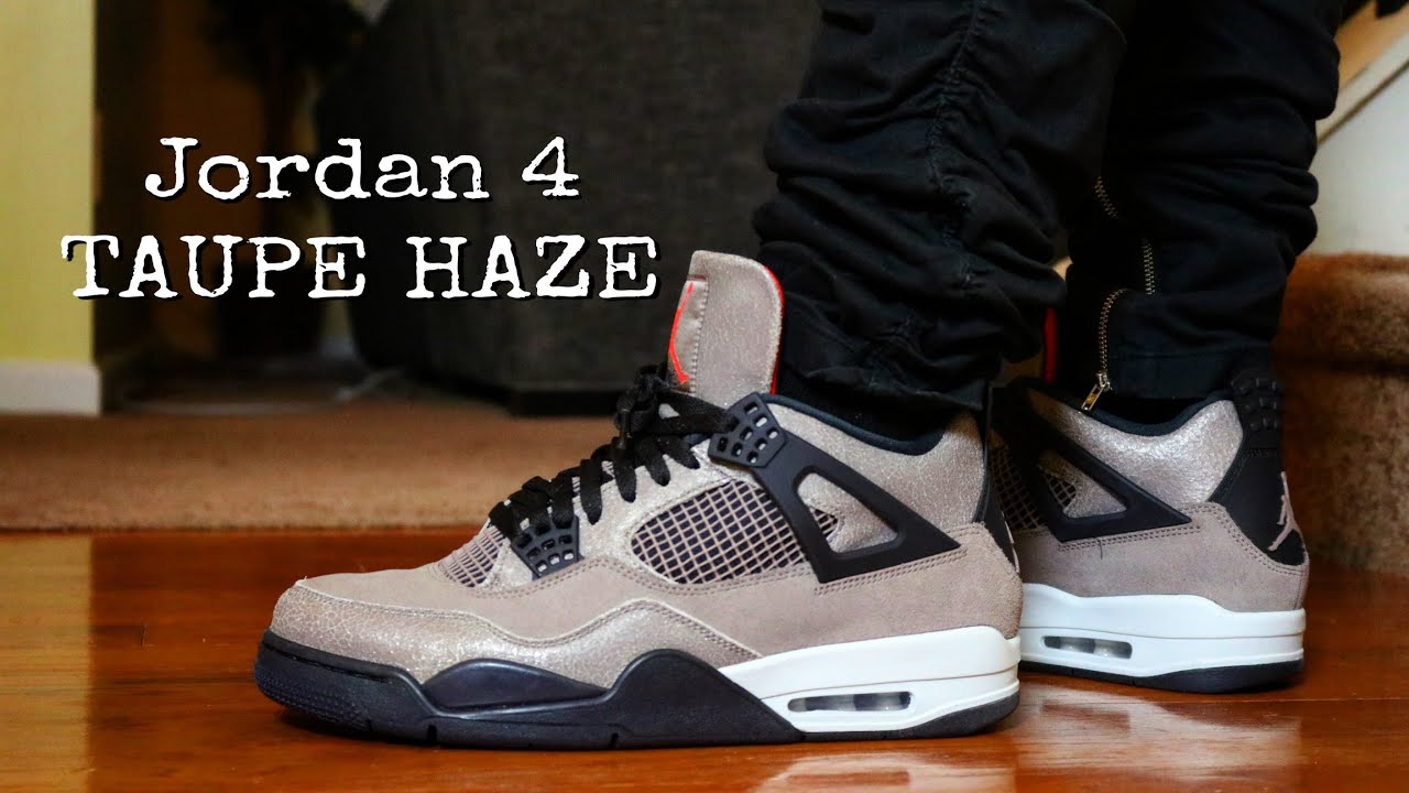 AIR JORDAN 4 TAUPE HAZE ON FEET REVIEW !!! - YouTube