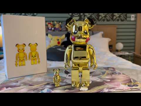 GOLD CHROME PIKACHU BEARBRICK UNBOXING [ 400% + 100% ] [4K] 寶可夢