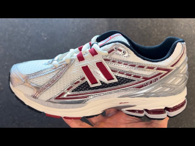 New Balance 1906R Silver Classic Crimson Red Running Shoes - YouTube