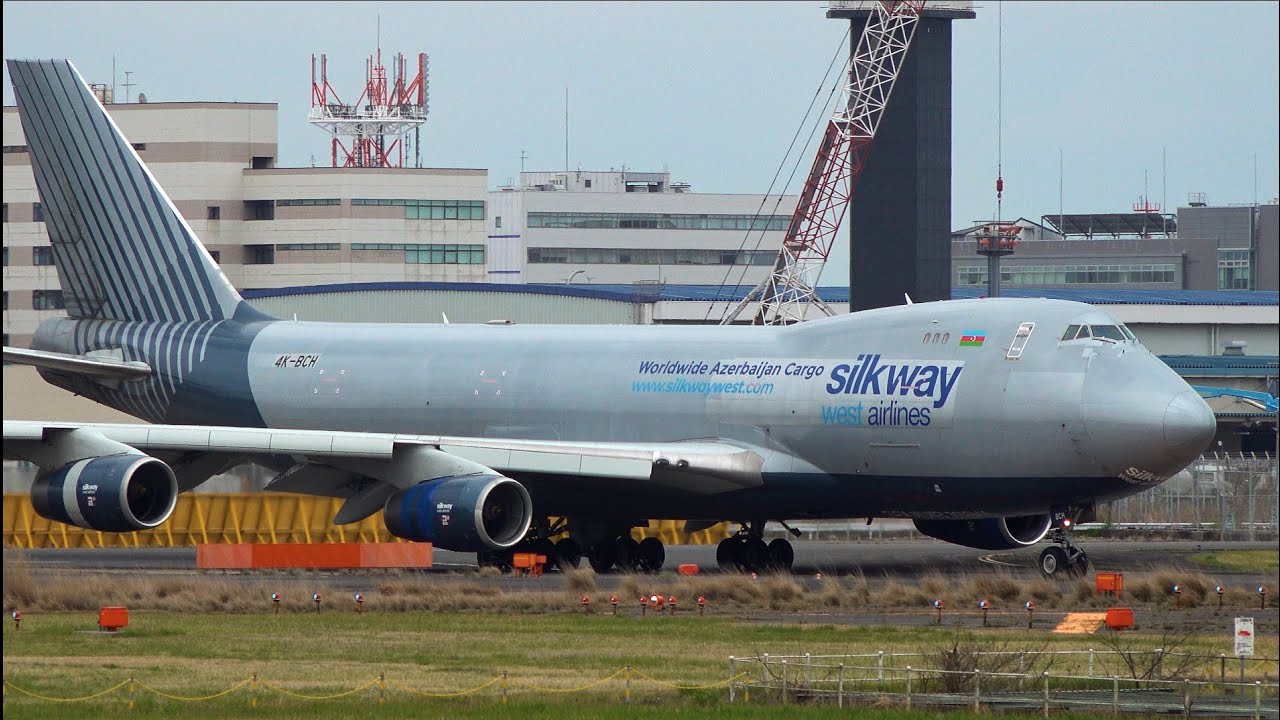 Silk Way West Airlines Boeing 747-400F 4K-BCH Landing and Takeoff