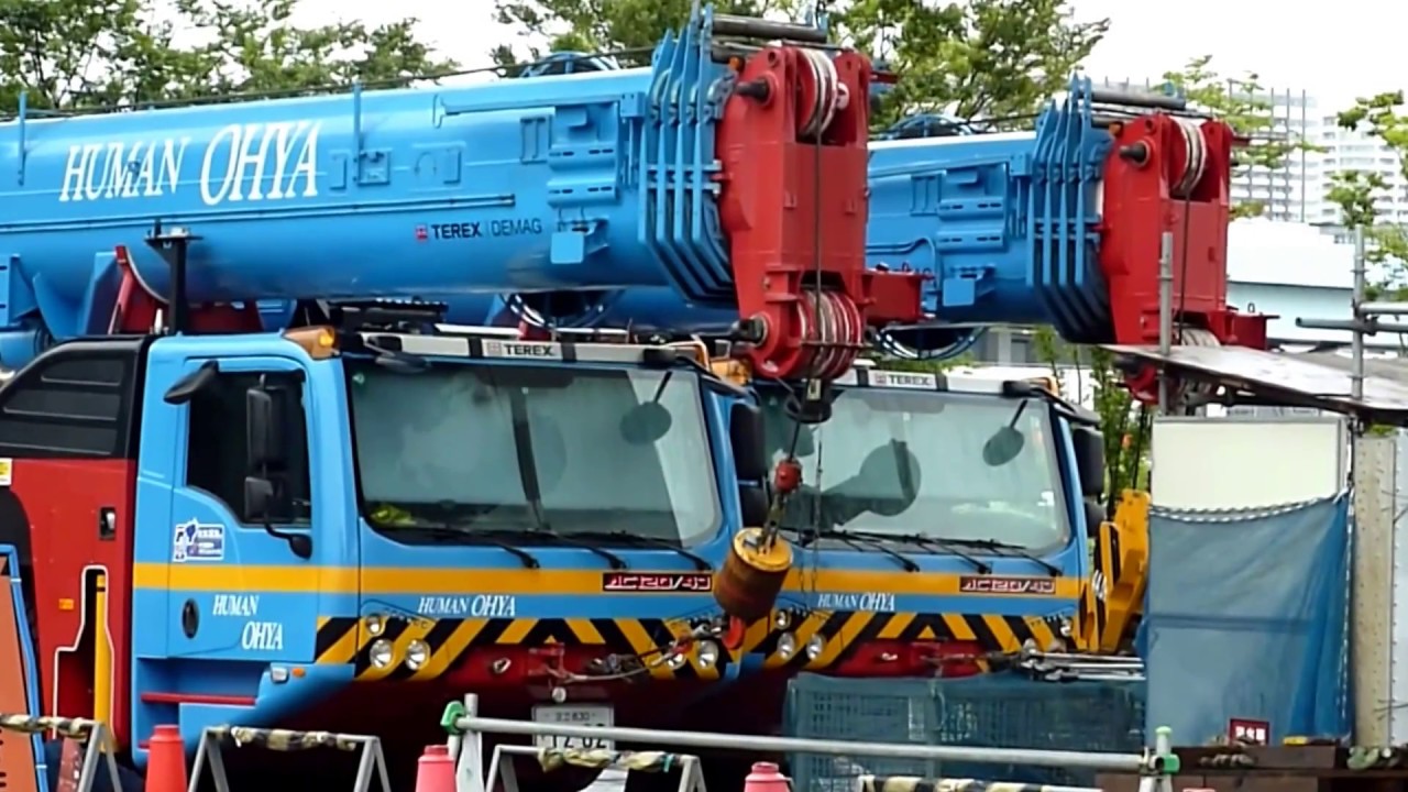 ドイツ製120tクレーン車一挙に5台現場集結!! 大矢運送 TEREX DEMAG