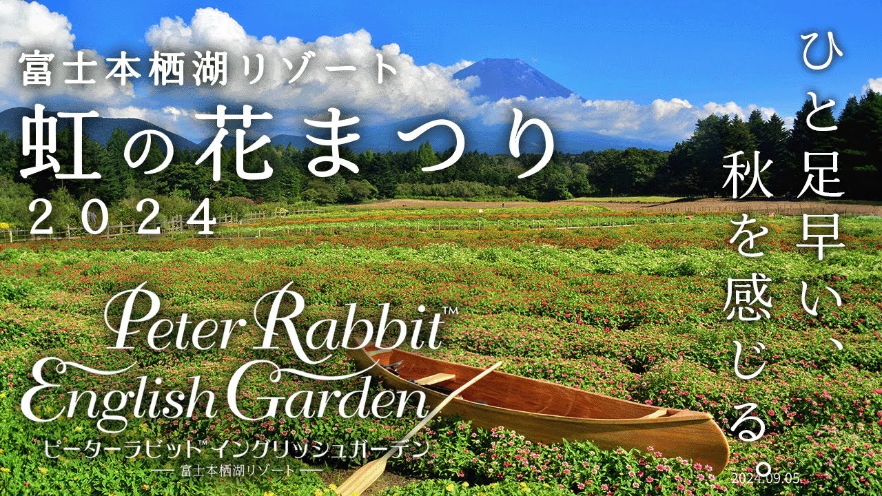 虹色に染まった花畑 ピーターラビットイングリッシュガーデンも完全