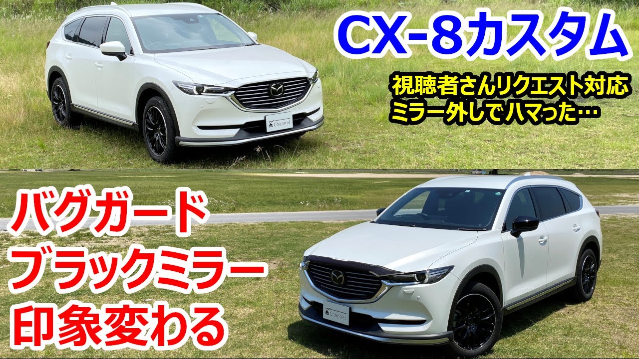 バグガードとブラックミラーで印象かなり変わる？CX-8エアロパーツ
