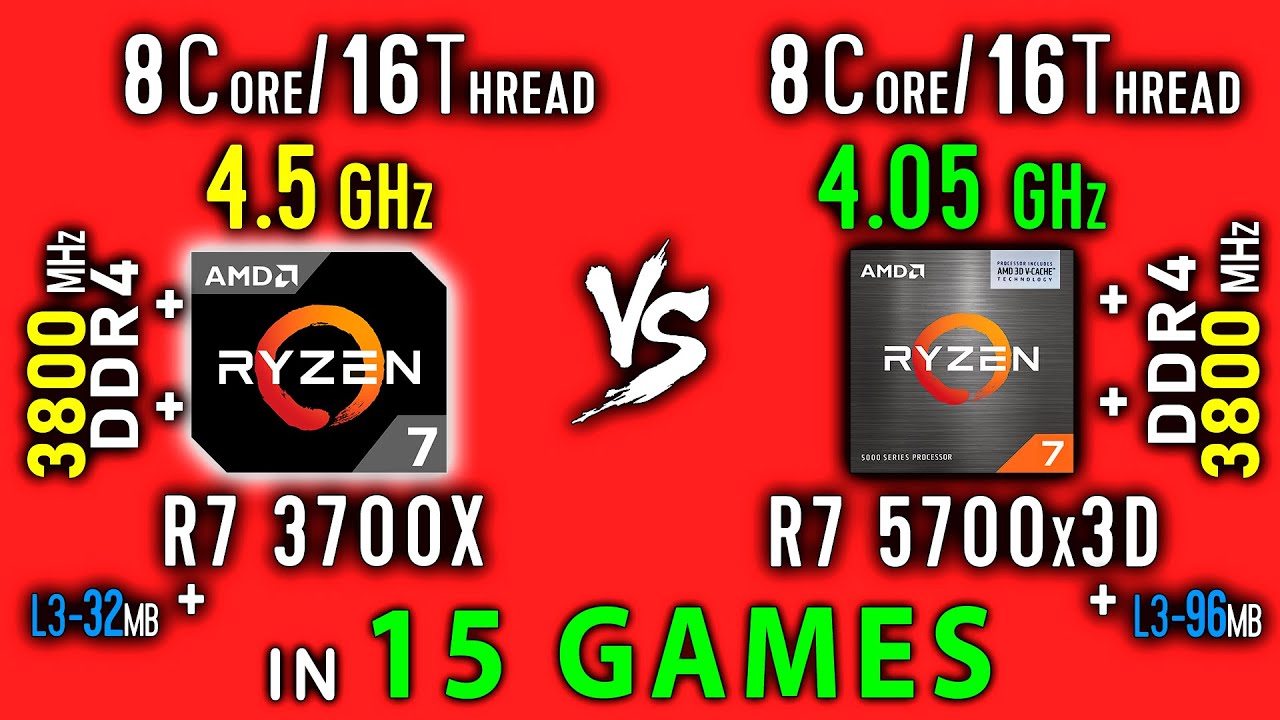 Ryzen 7 3700x vs Ryzen 7 5700x3D Test in 15 Games or R7 5700x3D vs