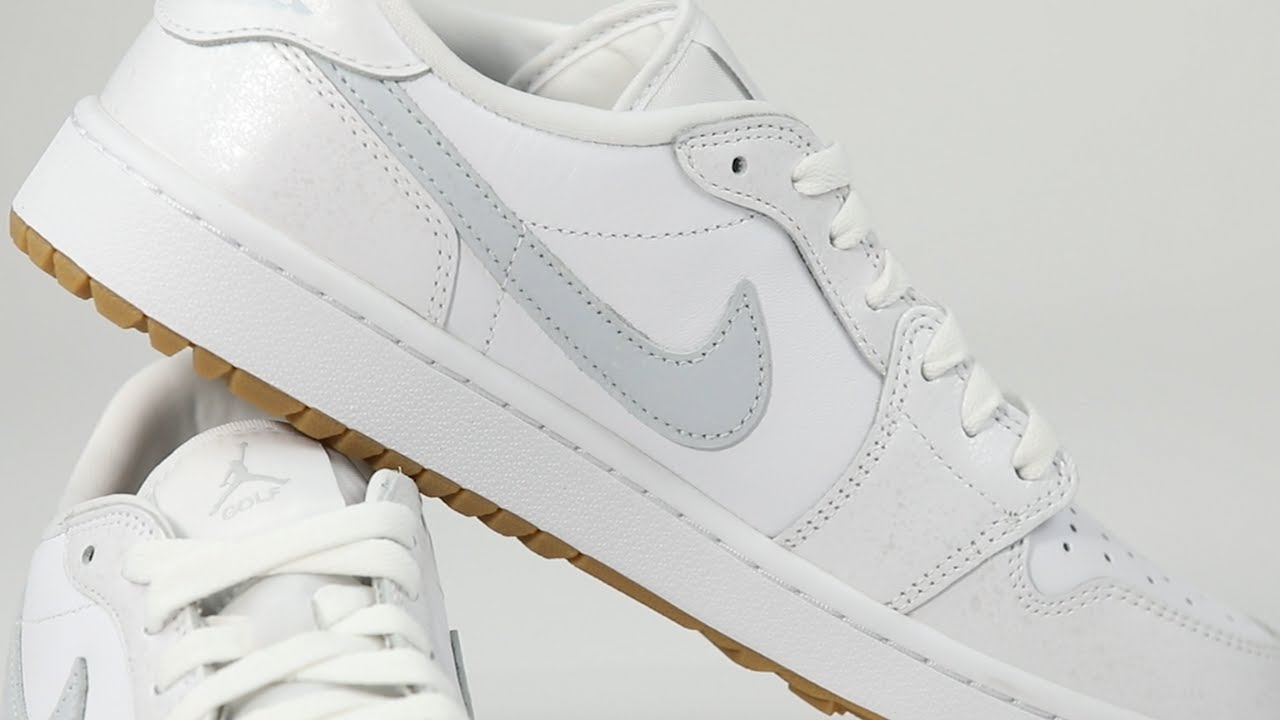 Nike Air Jordan 1 Low G Golf Shoes - White/Pure Platinum/Gum - YouTube