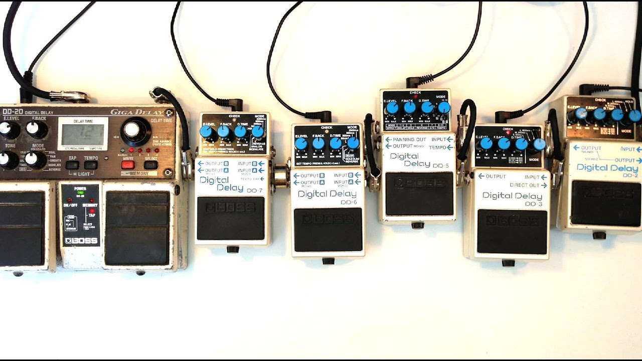 Boss Digital Delay Shootout DD2 DD3 DD5 DD6 DD7 DD20 - YouTube