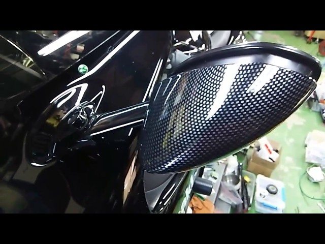 ZX14R カーボンルックミラー ショートステーなのですり抜け時にも有効