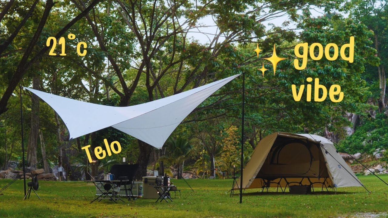 ソロキャンプ】念願のタープを手に入れたブラックギアキャンプ