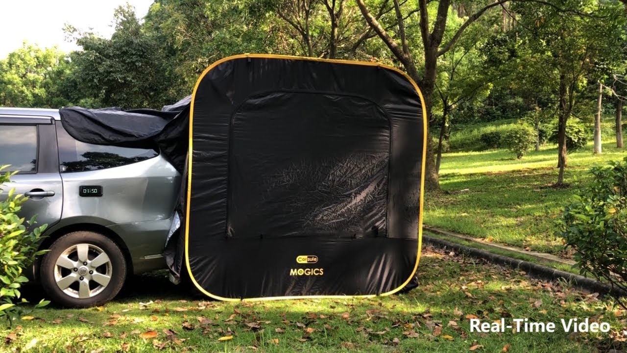 車中泊、キャンプにクルマのトランクに連結できるポップアップテント