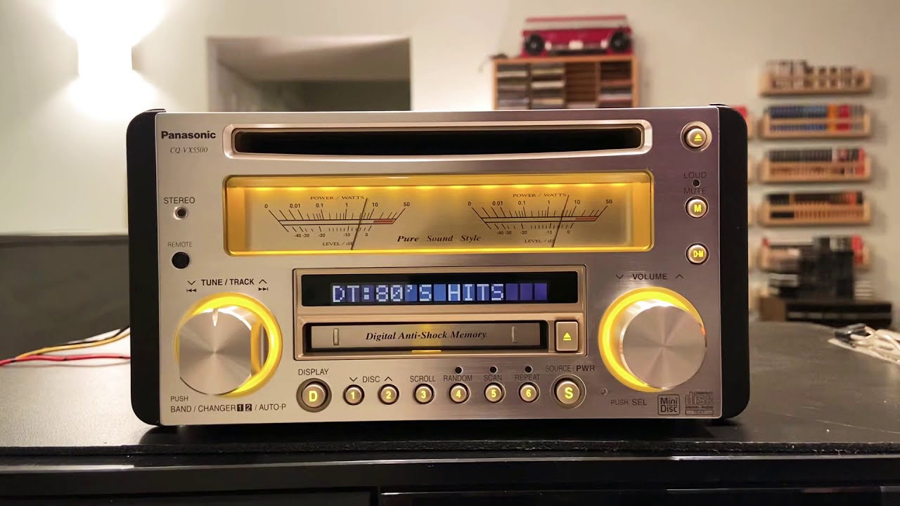 Panasonic CQ-VX5500 MiniDisc & CD Double Din with VU meters - YouTube