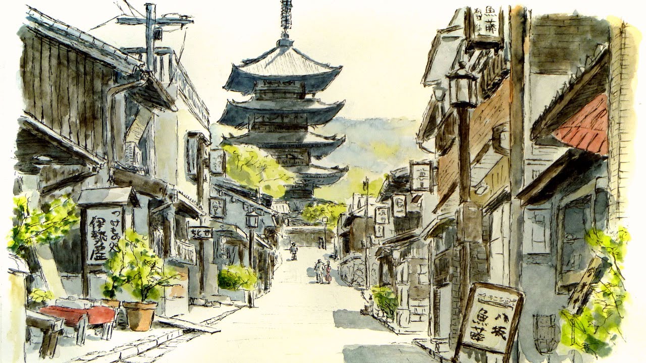 古い街並みとペンは相性がイイ ／ 京都・八坂の塔 【透明水彩風景画