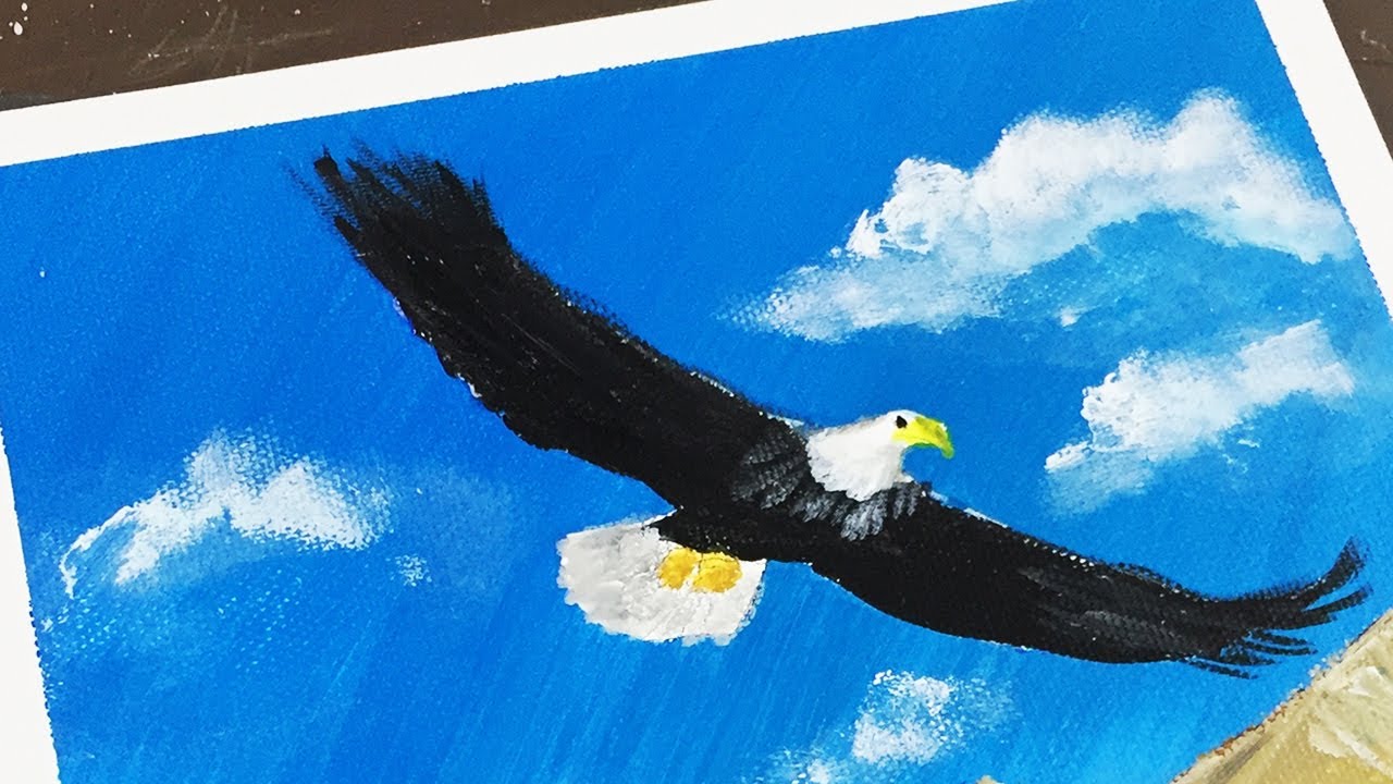 鷲 / アクリル絵の具 / 初心者が簡単に絵を描く方法 #41 - YouTube