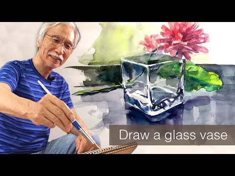 Eng sub] Draw a glass vase in Watercolor ~Draw a glass vase in