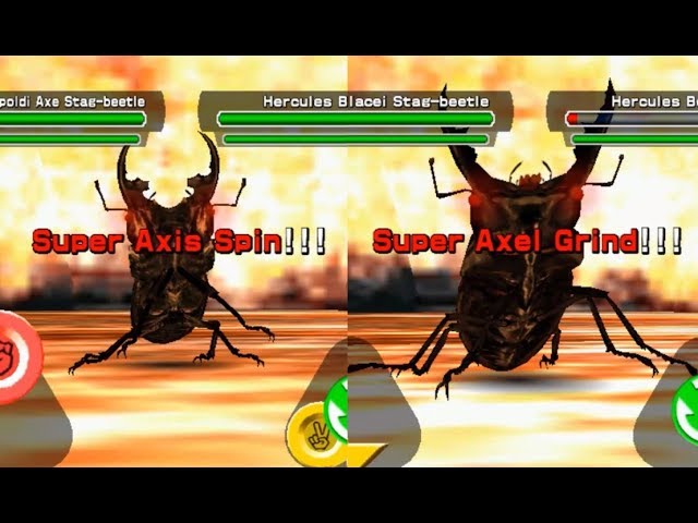 アーケード] 甲虫王者 ムシキング - AXIS X AXEL VS 炎のバトル - YouTube