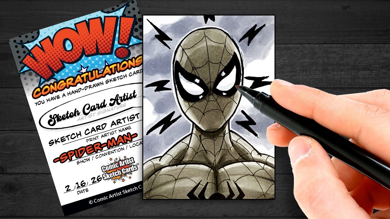 Turning a Blank Card into a Marvel Avengers Spider-Man Gray Tone