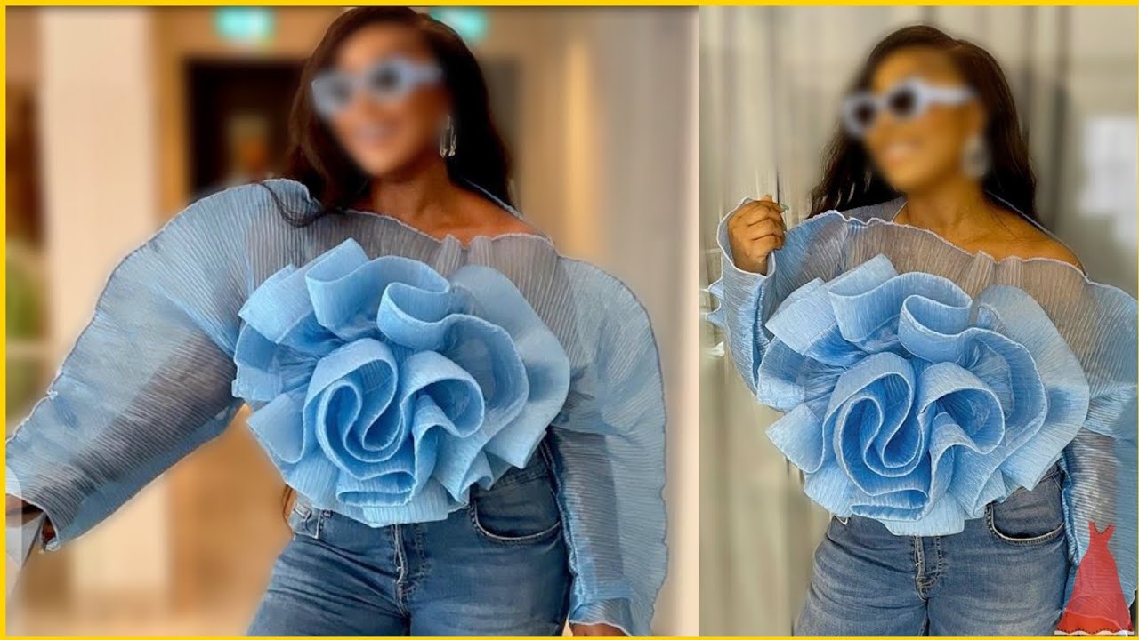 How to cut and sew Flower ORGANZA Blouse - YouTube