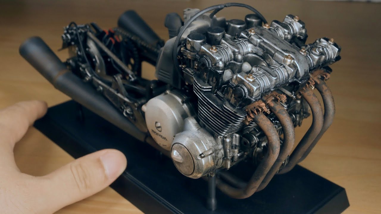 Heavy Weathering! Honda CB750F Engine Build (Tamiya 1/6) - YouTube