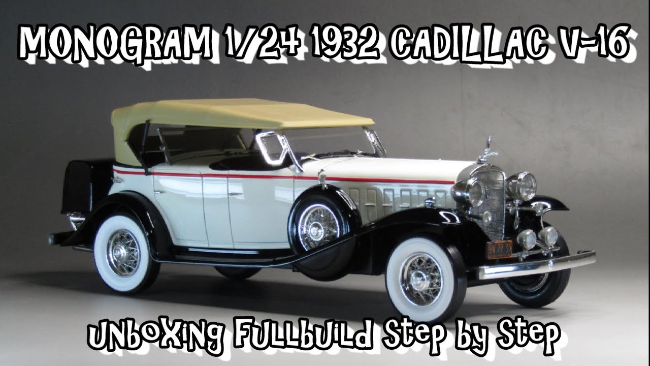 Scale Car Plastic Model MONOGRAM 1/24 1932 CADILLAC V-16 unboxing