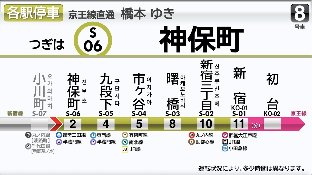 LCD再現】都営新宿線 京王線直通 橋本ゆき - YouTube