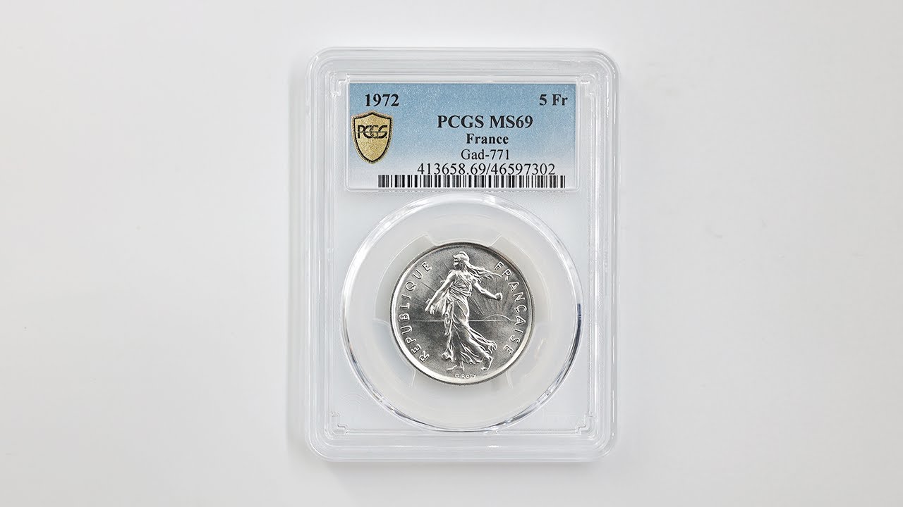 1972 フランス 種を蒔く女神 5フラン 白銅貨 PCGS MS 69 最高鑑定 完全
