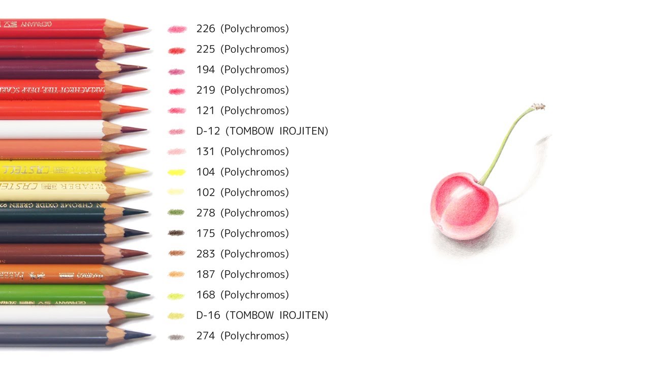 さくらんぼを描く【色鉛筆細密画】 - YouTube