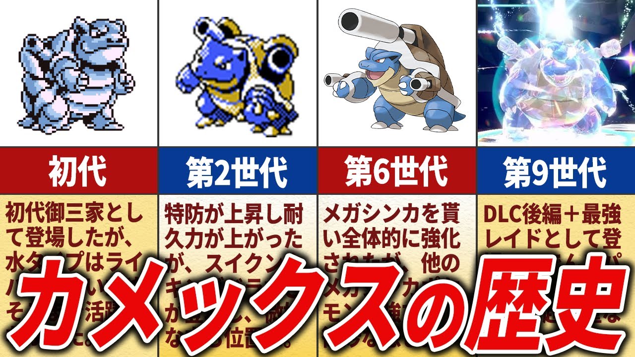 意外と不遇？】カメックスの歴史を徹底解説【歴代ポケモン】 - YouTube