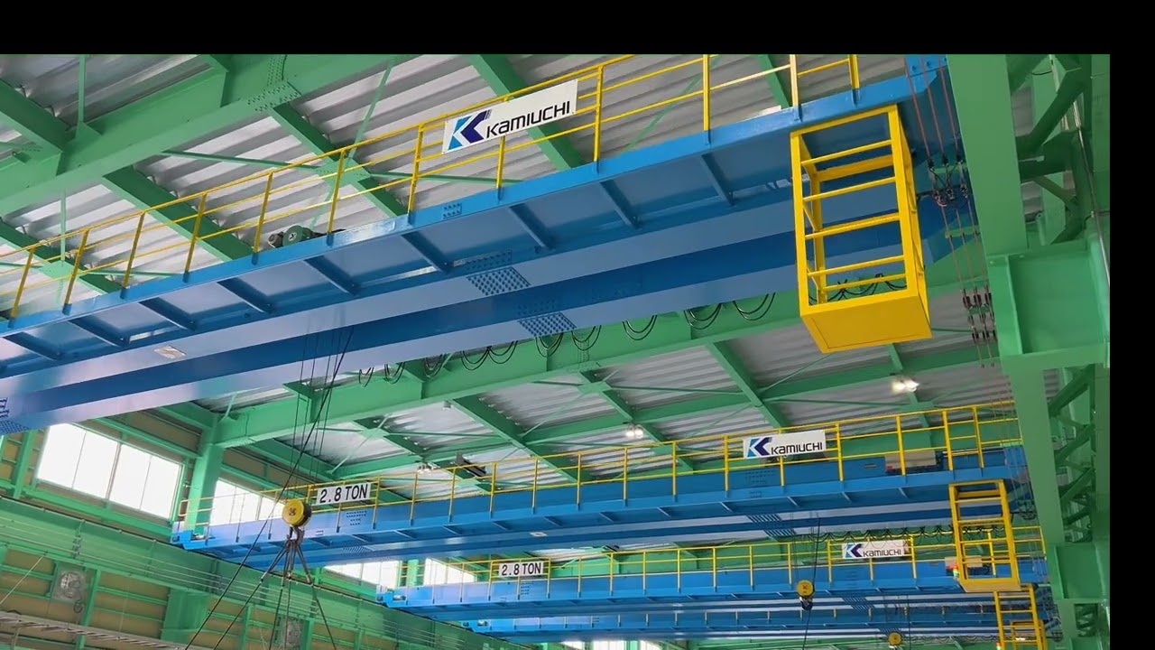 ダブルレール形ホイストクレーン 1【神内電機製作所】 - YouTube