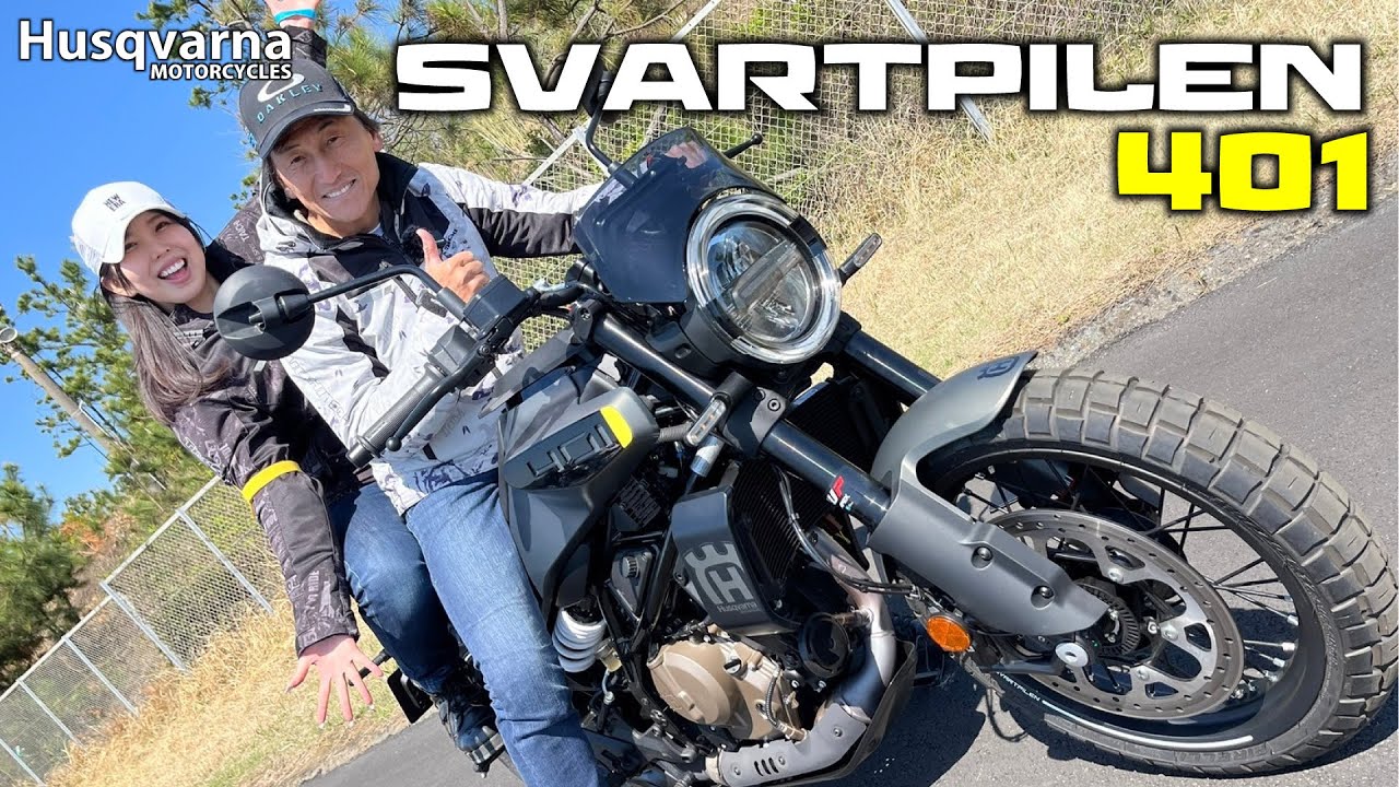 Hiroshi Maruyama and Kyon-chan test ride the Nordic scrambler