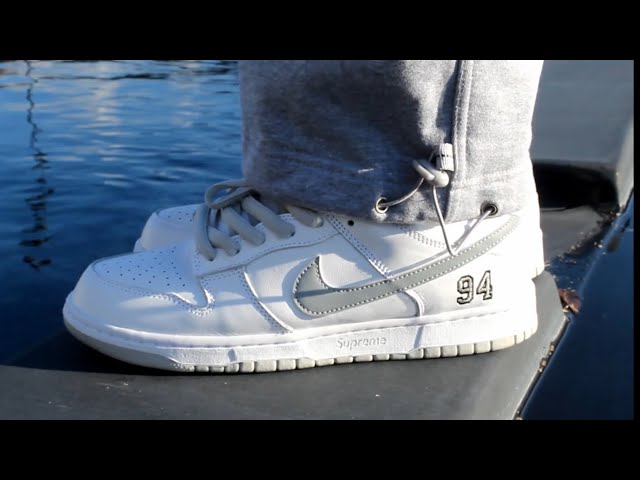 Nike SB Dunk Low OG QS Supreme White Metallic Silver Review and on