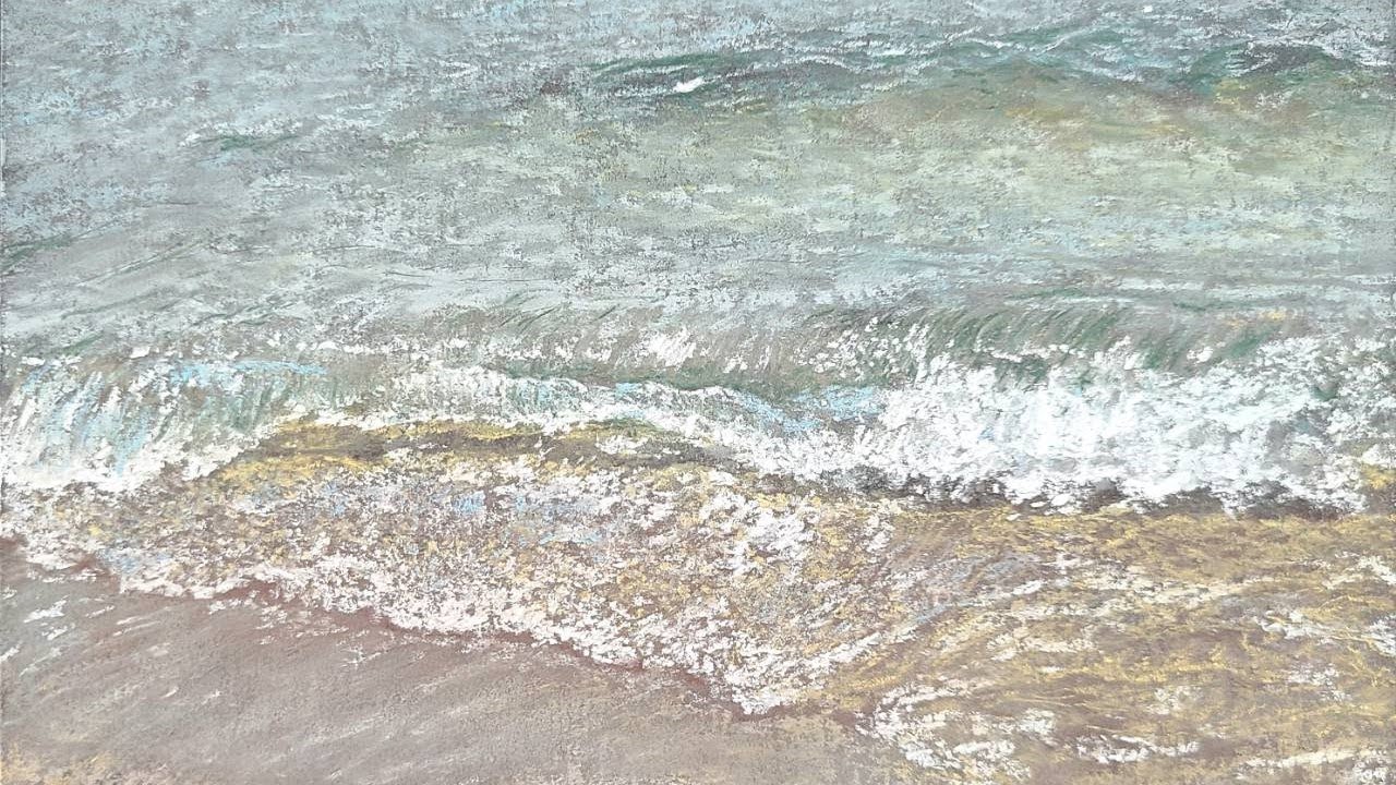 パステル画#68『波』 Pastel Painting softpastelart 風景画 絵の描き