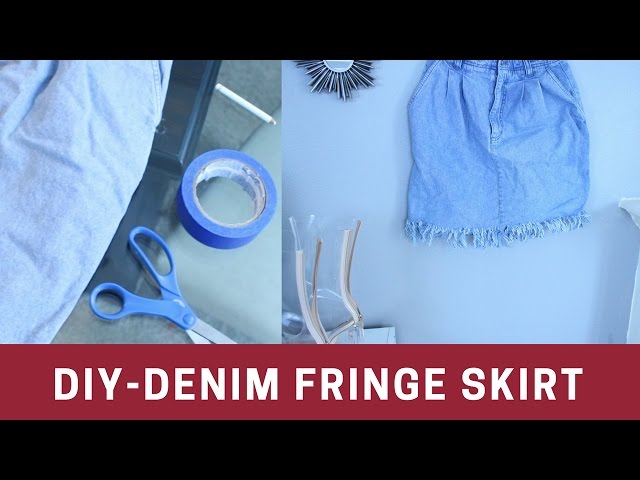 DIY- How to Create a Denim Distressed Fringe skirt - YouTube