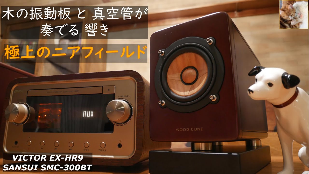 デスクトップオーディオ】サンスイ真空管コンポで聴くウッドコーン