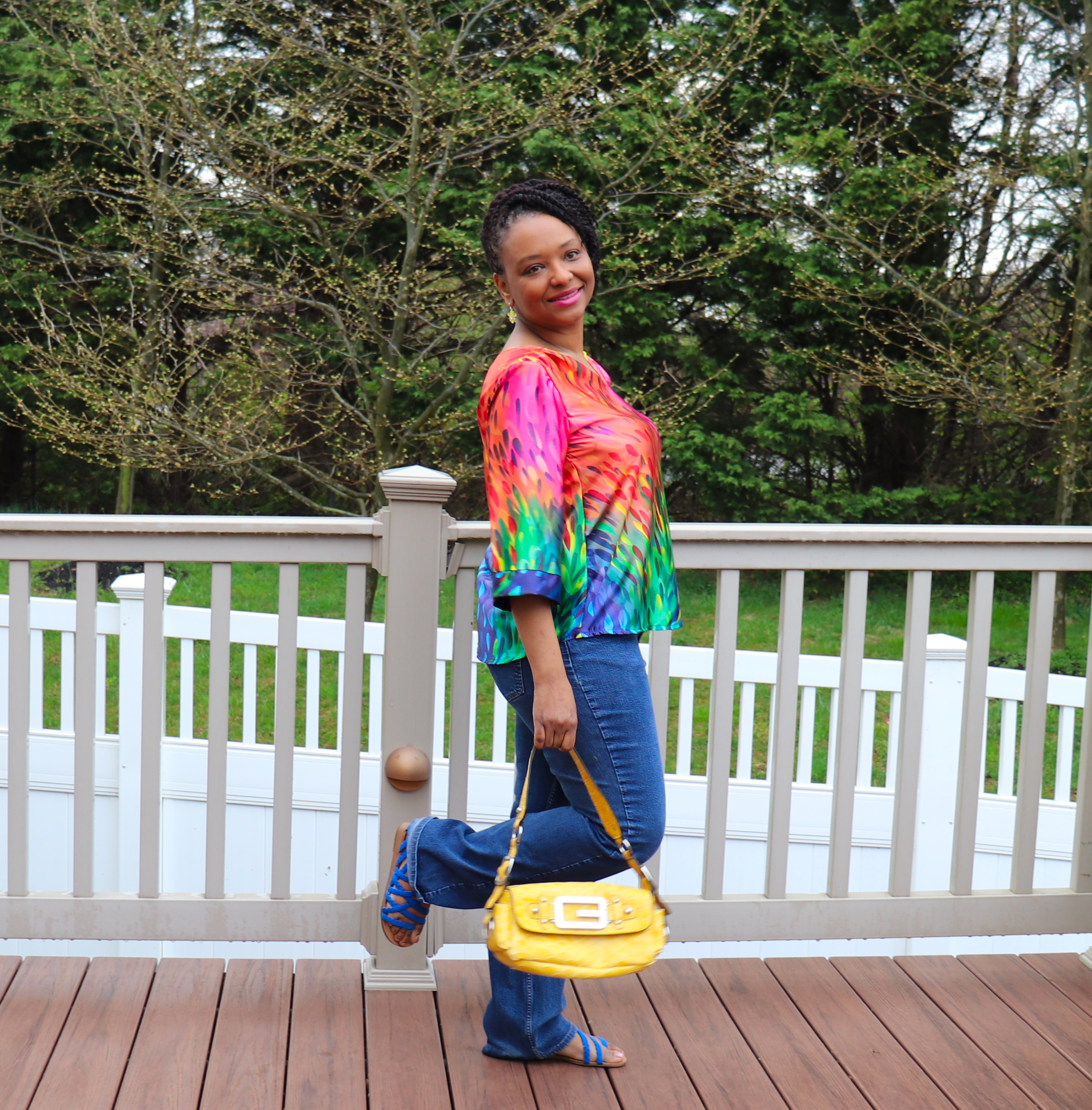 Rocking the Rainbow in a New Love Notions Rhapsody Blouse