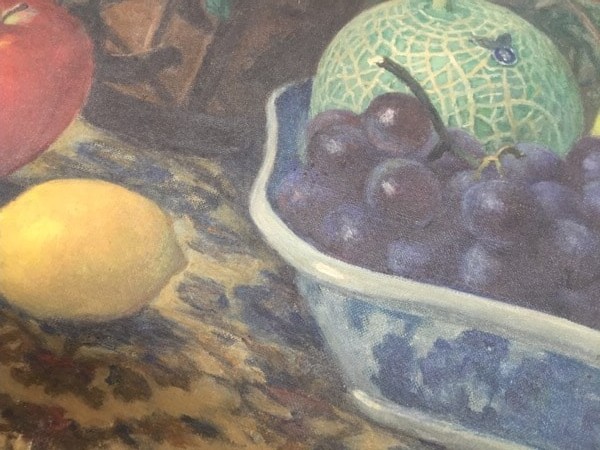 洋画家・鱸(すずき)利彦 油絵「花と果物圖」 | 骨董品の買取なら杉並区
