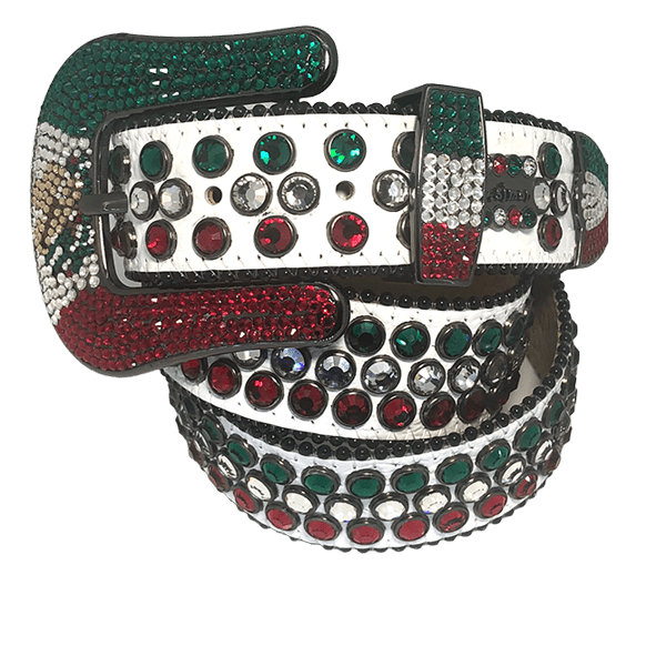 bb Simon Swarovski Crystals Italian Leather Belts Made in USA