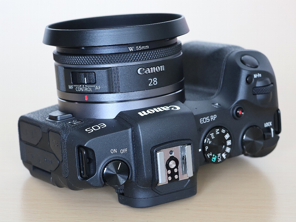 Canon RF 28mm F2.8 レンズへのフード取付lシューカバー・カメラ用品