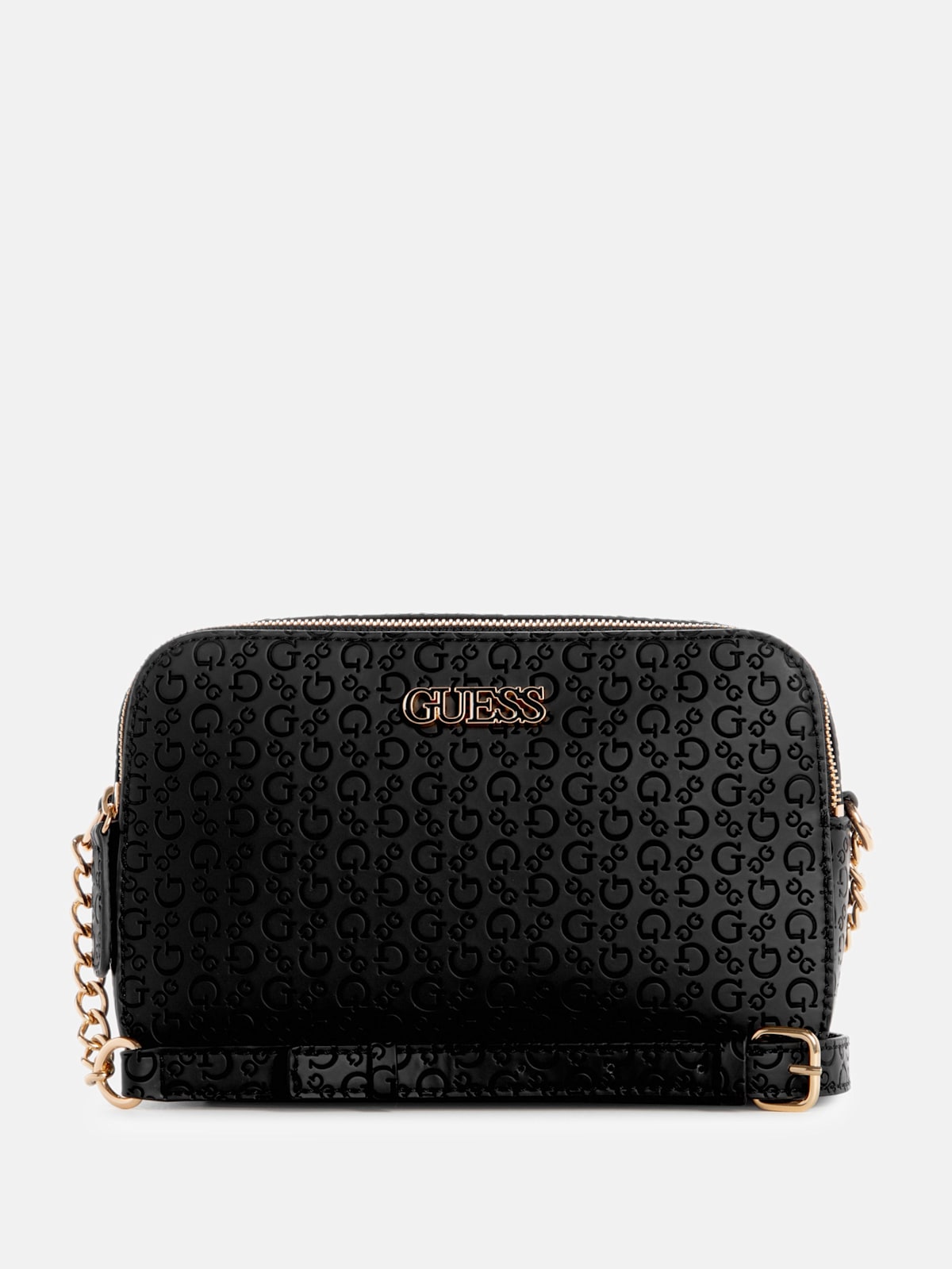 Guess Zakaria Debossed Logo Double-Zip Crossbody - Black - Haute24