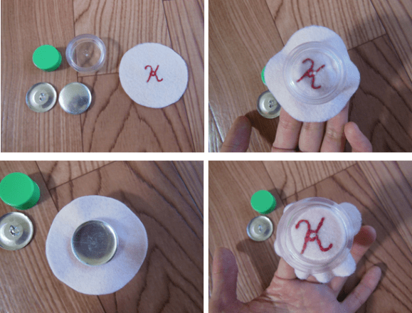 くるみボタン+フェルトのイニシャル刺繍ブローチの作り方！ころんと