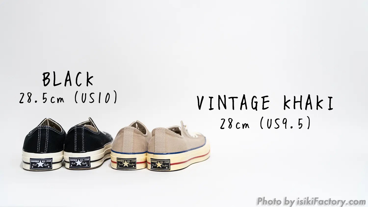 コンバースCT70のサイズ感。ハーフサイズ(0.5cm)でどれだけ違うか比較