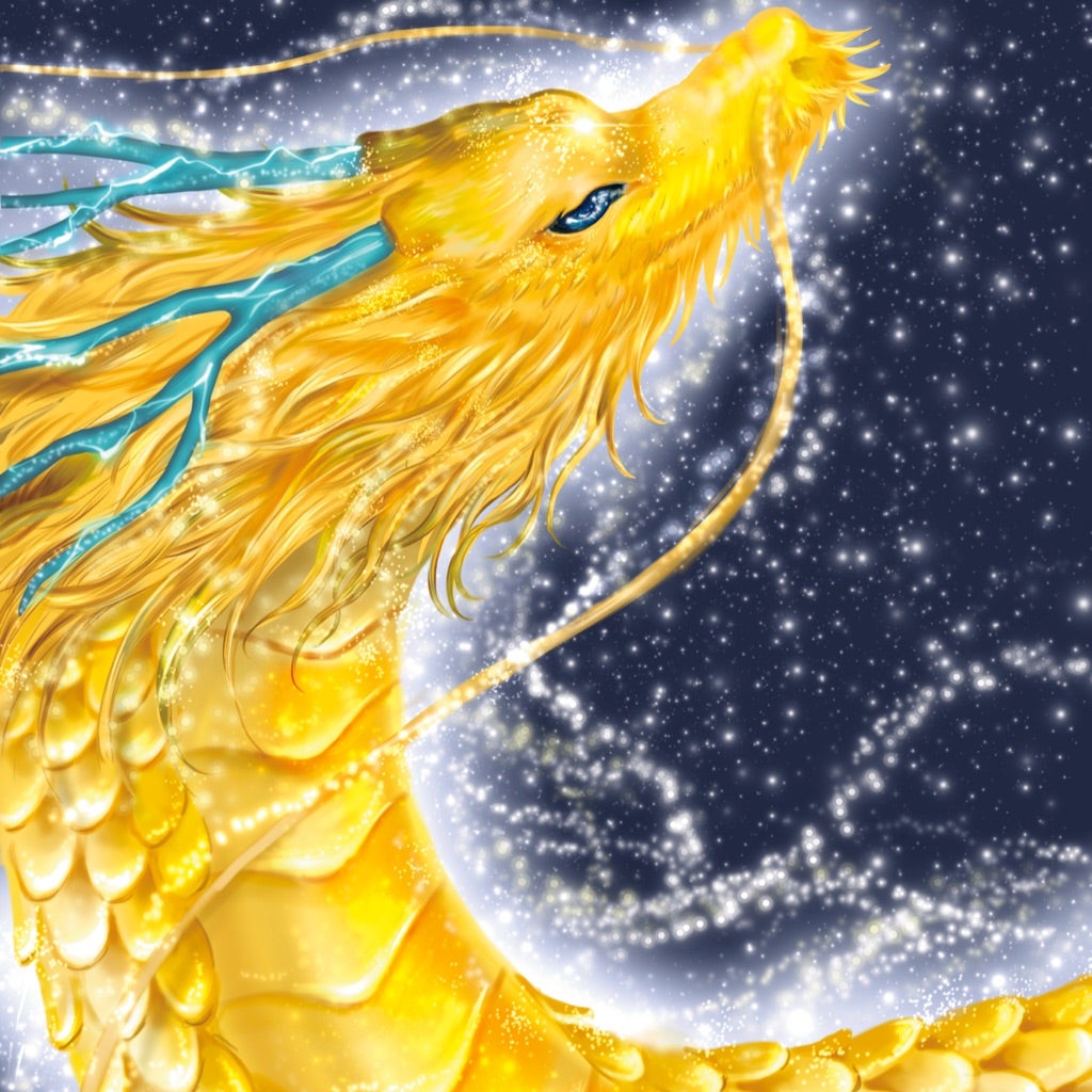 龍神エネルギーを放つ 開運絵画 波動絵画 幸運 金運 手描き 才能開花