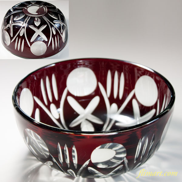昭和レトロ赤被切子ガラスボウル : 昭和レトロポップ食器雑貨通販