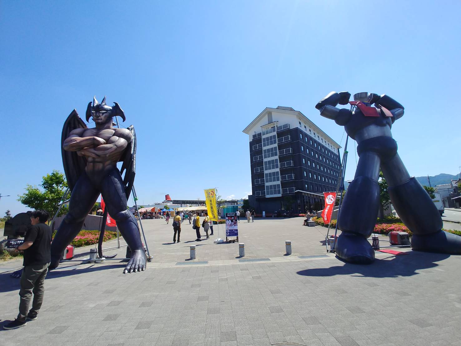 輪島市民まつり6月1日マリンタウン会場 マジンガーZとデビルマンがお出