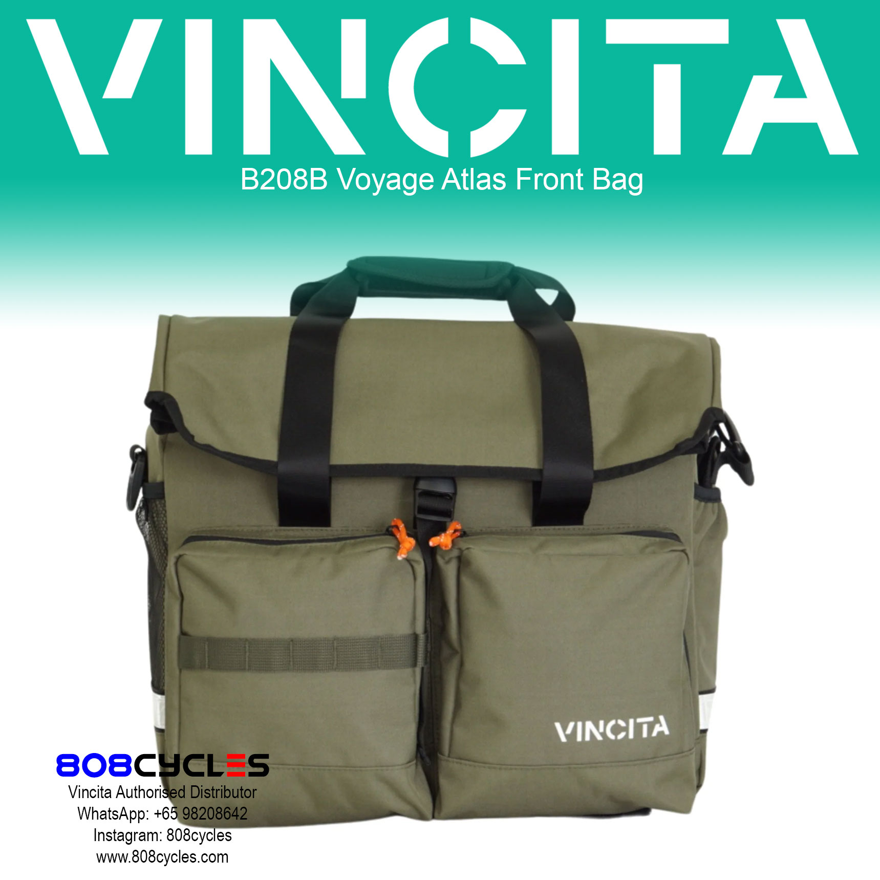 Vincita B208B Voyage Atlas Front Bag for Brompton – 808 Cycles
