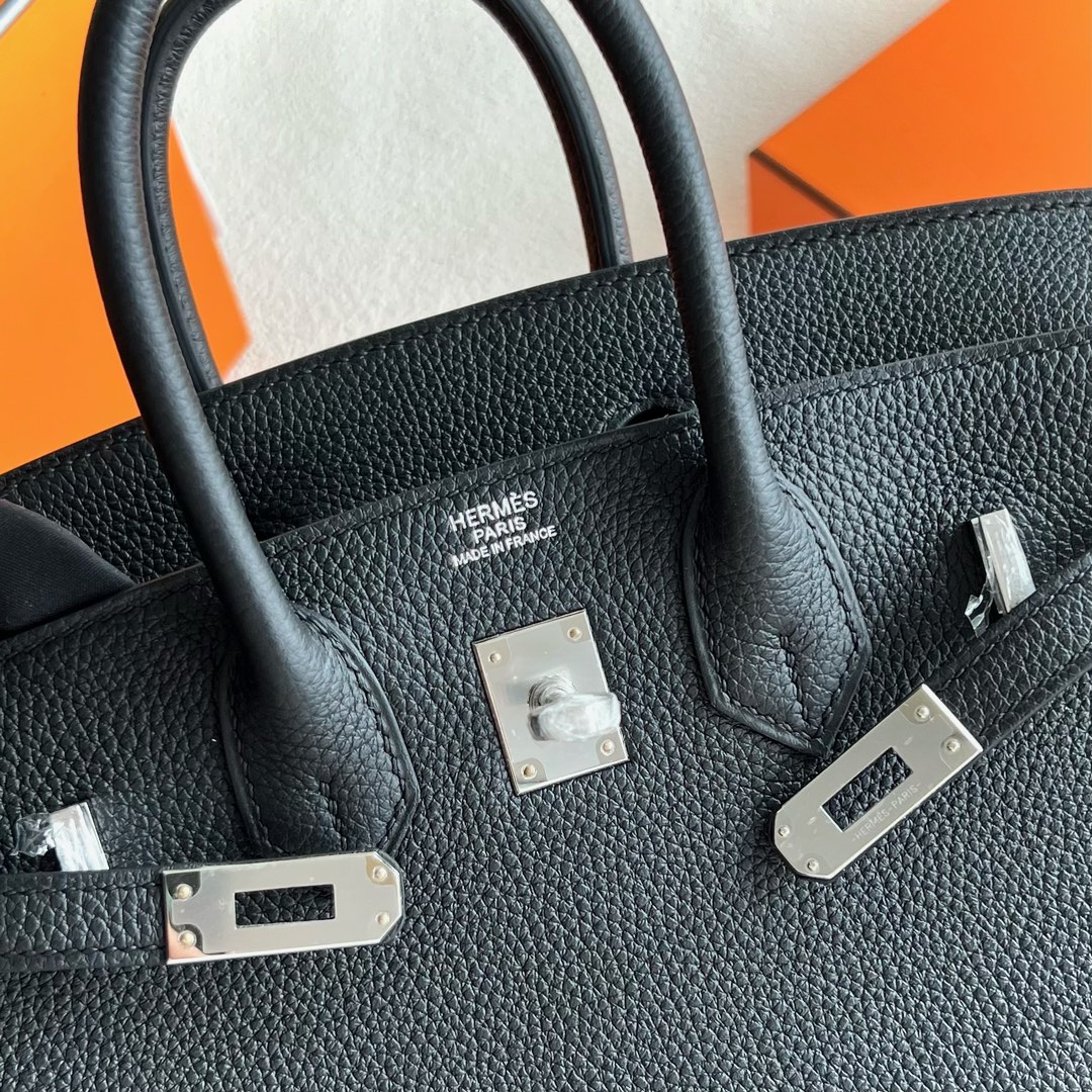 エルメス定価 HERMES バーキン25 黒 ブラック トゴ シルバー金具