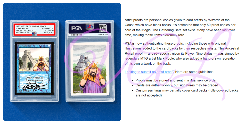 PSA鑑定 アーティストプルーフ（artist Proof）鑑定のやり方 – Valの