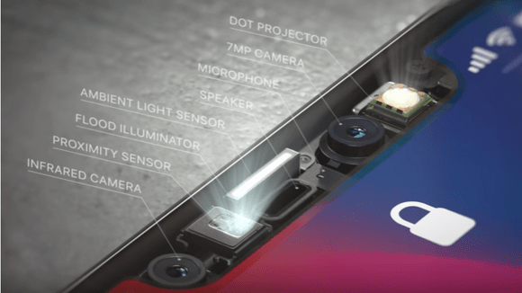 将来のiPhoneではノッチが廃止され、各センサーが有機ELディスプレイを